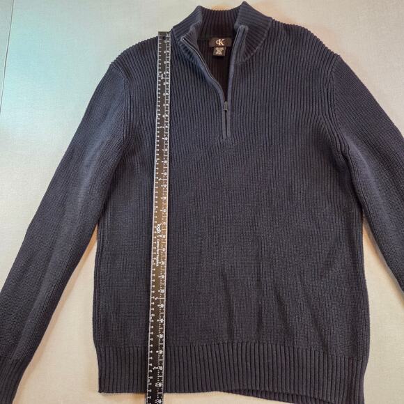 Calvin Klein Navy 1/4 Zip Cotton Sweater Men’s XL (Fits Like Large) - Picture 5 of 12
